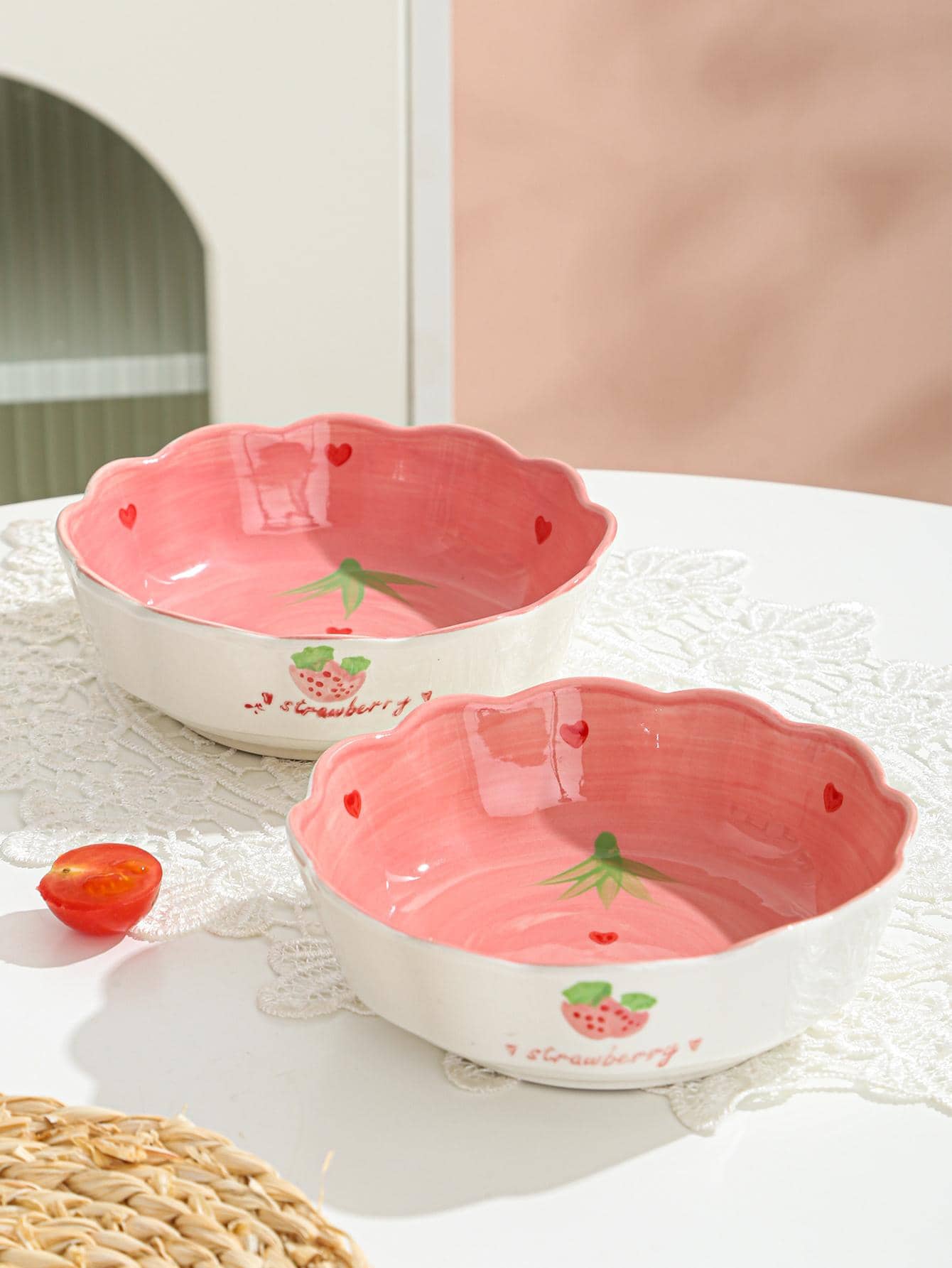 1Pc Strawberry Pattern Bowl