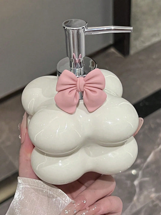 1Pc Ceramic Soap Dispenser/Bath Bottle with Butterfly Decor, Including Body Wash Dispenser, Shower Gel Bottle, Foam Pump Bottle
