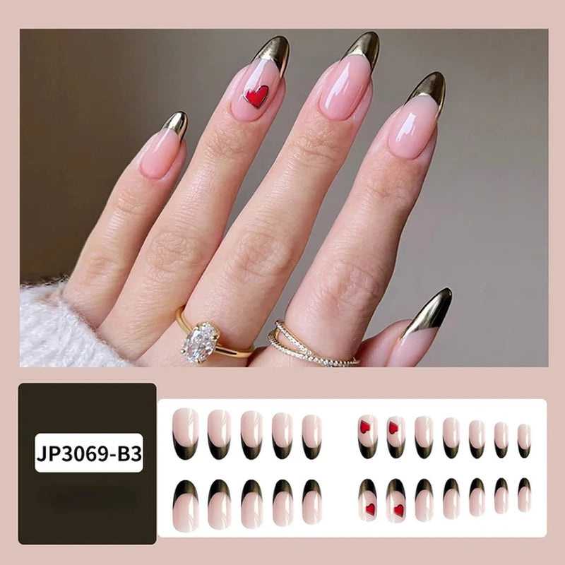 24Pcs Marble Pattern Gradient Full Cover False Nail Tips Wearable Long Ballet Grey Blue Fake Nails with Glue Press on Nails