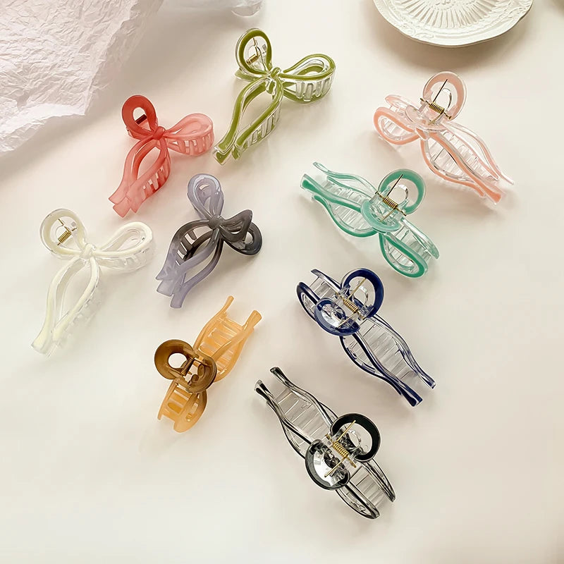 Crab Hair Clips for Women Shark Jelly Clear Claw Clips Scissors Shape Clamp Barrette Hairpin Girls Hair Accessories