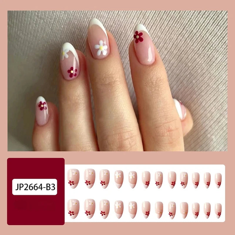 24Pcs Marble Pattern Gradient Full Cover False Nail Tips Wearable Long Ballet Grey Blue Fake Nails with Glue Press on Nails